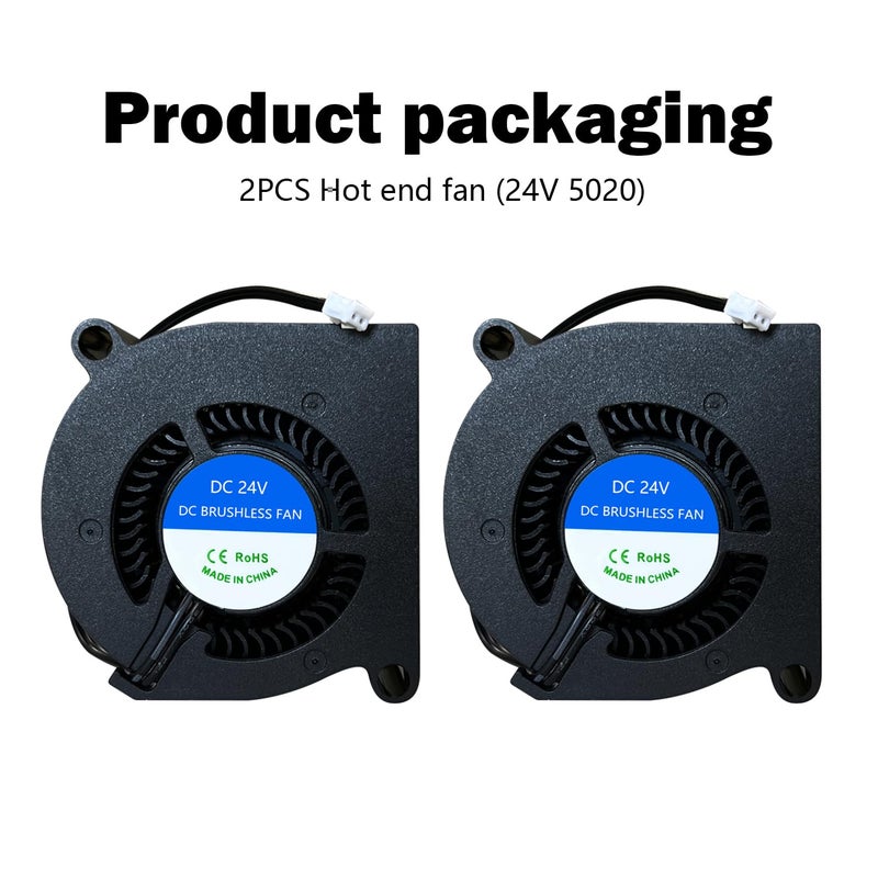 HzdaDeve 2PK Kobra S1 Hotend Fan 5020 Dual Ball Bearing Blower 50x50x20mm DC 24V Axial Cooling Extruder Hotend Heat Sink Fan for Anycubic Kobra S1 Combo 3D Printer Accessories - Image 2